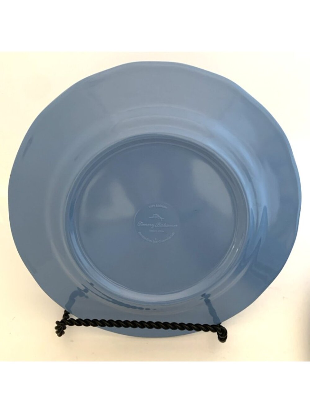 Set of 4 Tommy Bahama Crackle Melamine Salad Plates 9" Blue Aqua Rustic - Picture 6 of 7